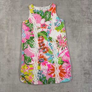 Lilly Pulitzer for Target Dress Kids M Pink Floral Soutache Shift Tropical